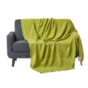 JETÉE DE LIT - BOUTIS Jeté de lit ou de canapé Vert Nirvana en coton, 225 x 255 cm