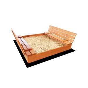 BAC À SABLE Bac à sable enfant en bois fermé Ladanas® 140x140 cm avec bancs et bâches de protection