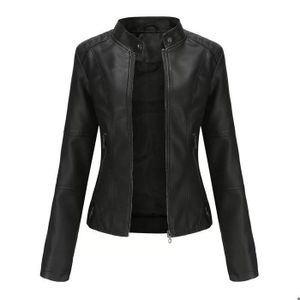 VESTE Veste pu cuir Femme de Marque Luxe uni en slim Ves