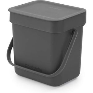 COMPOSTEUR - ACCESSOIRE Composteur Cuisine - TRAHOO - Sort & Go 3L - Poignée De Transport - Petite Poubelle Compost De Table - Gris