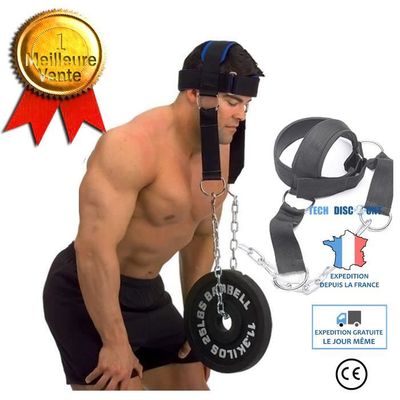 Entraîneur De Cou Renforcé - Avec Chaîne Acier Réglable 110 Cm - Rembourrage Néoprène - Pour Musculation, Arts Martiaux, Rééducation - 7