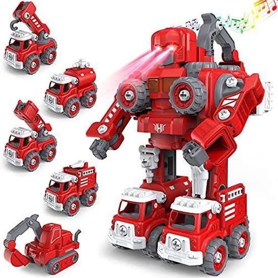 26 pièces/ensemble Voiture d'ingénierie magnétique transformable Jouets assemblés avec boîte de rangement, Blocs magnétiques Jouets d'activités