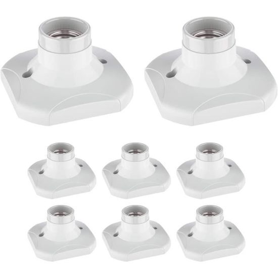 Lot De 4 Douilles D'ampoule E27 En Plastique Blanc - Pour Montage Mural Ou Plafond, Installation Facile, Diamètre Filetage 3 Cm
