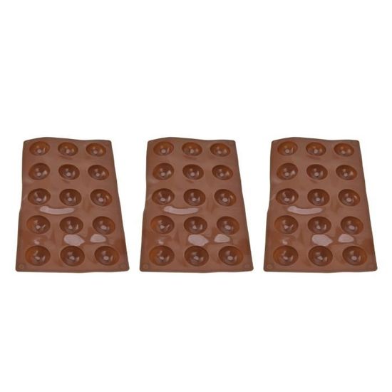 Mothiness 3PCS 15Trous Silicone moule chocolat bombes moule demi sphère