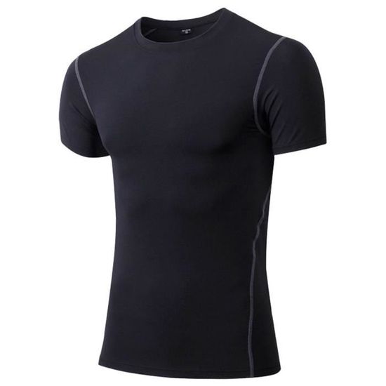 T-shirt Homme Stretch de Sport - ZEWOW - Manches Courtes - Noir - Séchage  Rapide Noir - Cdiscount Sport