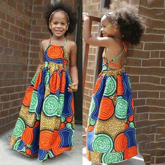 Robe Enfants Filles Africain Dashiki 3D Imprimé Numérique Bretelles Robe De Princesse