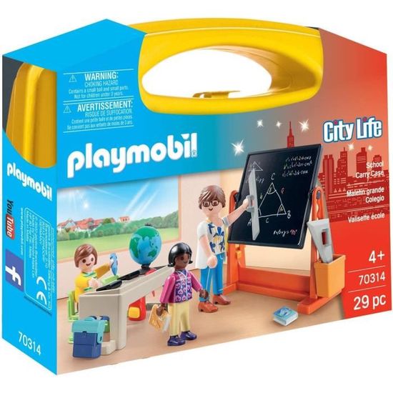 PLAYMOBIL - 70314 - Valisette école - Enfant - Mixte - Bleu - 4 ans - Playmobil City Life - Plastique