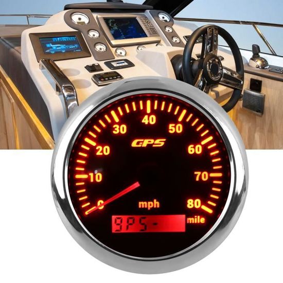 Compteur De Vitesse GPS 85mm Hors-Bord Bateau Voiture - Étanche Acier Inoxydable Cadran Blanc