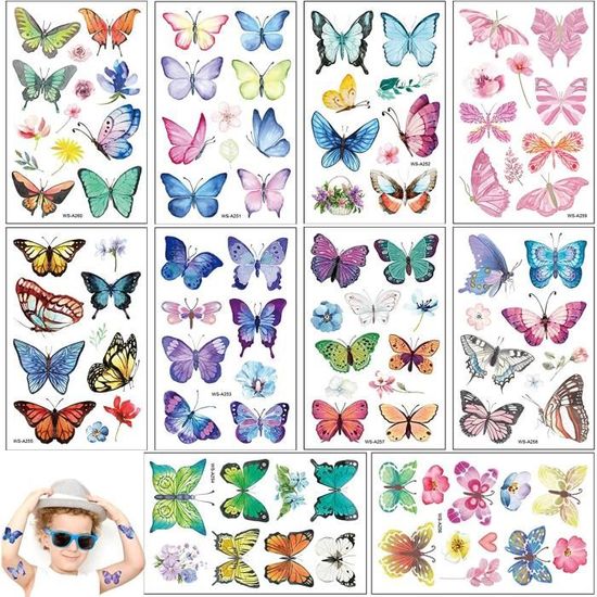 Tatouages Temporaires Enfant - 8 Feuilles Waterproof | Décoration Fête Anniversaire | Fun Et Sûr