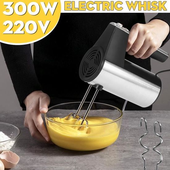 Sokany Oeufs Crème Gâteaux Batteur Mélangeur Mixeur Electrique Cuisine 2  Crochets à Pétrir 300W 220V - Cdiscount Electroménager