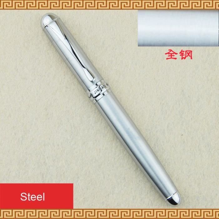 Stylo Plume Jinhao X750 - Corps Acier, Plume Moyenne (M) - Convertisseur Inclus, Sans Encre - Design Classique, Poids 36g