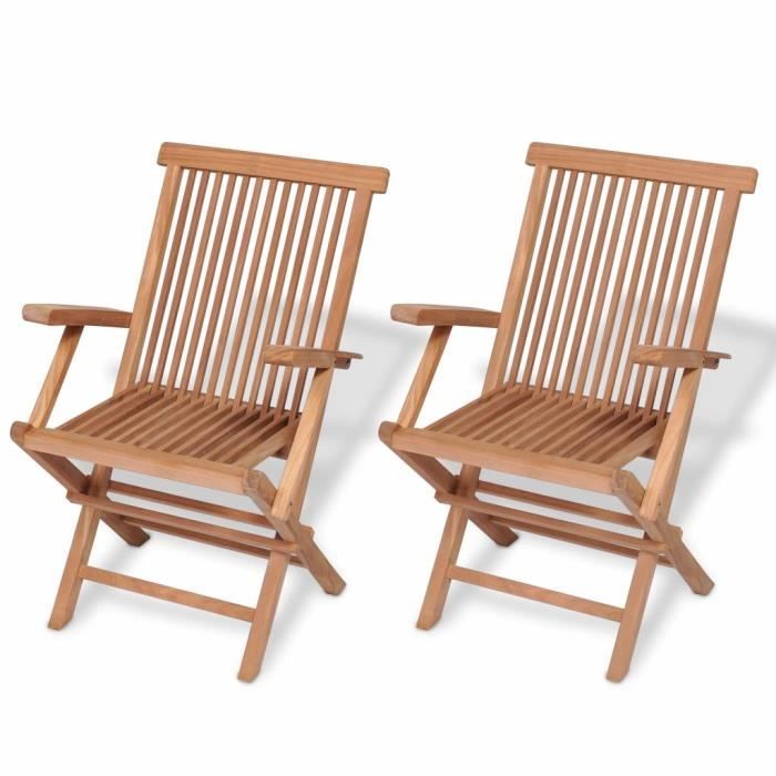 Nouveau Chaises pliables de jardin 2 pcs Bois de teck solide
