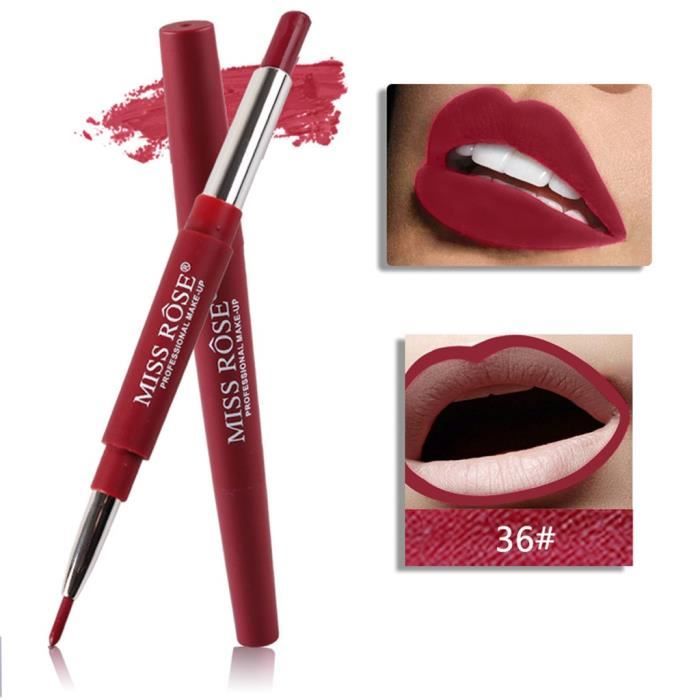 MISS ROSE Double-end Lasting Lipliner Crayon à lèvres imperméable à l'eau 6 couleurs n1265