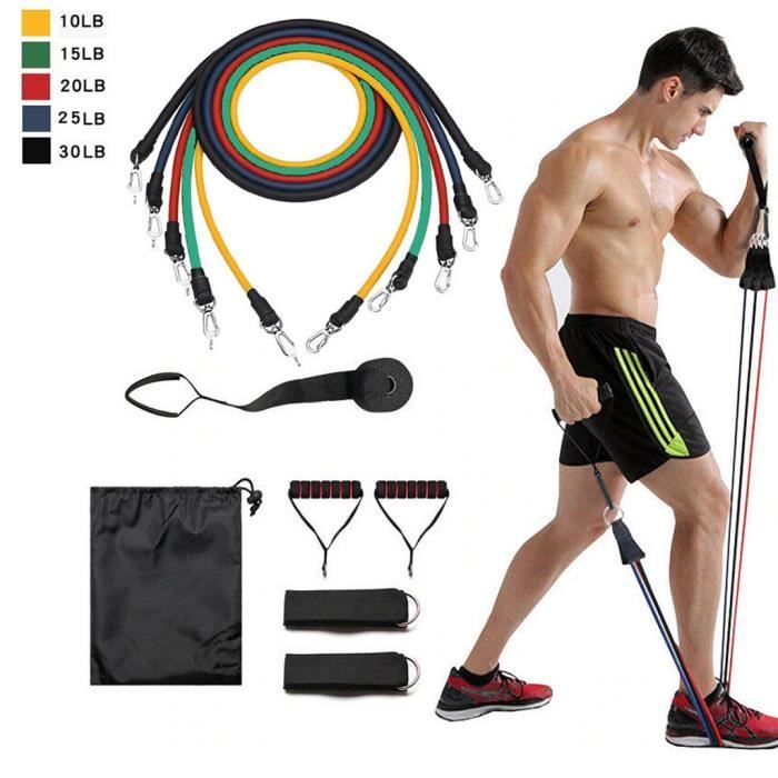11 pcs - ensemble caoutchouc naturel Latex Fitness bandes de résistance exercice élastique Pul wv2677