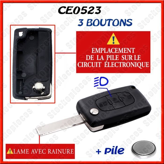COVER SHELL KEY CITROEN C1/C2/C3/C4/C5/C8 XSARA PICASSO BERLINGO /Bouton Phare / CE0523 lame avec rainure