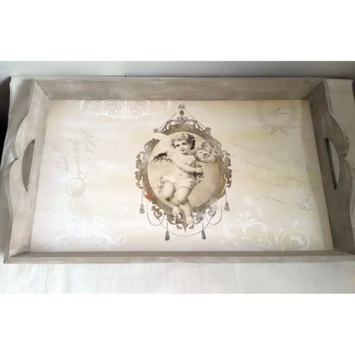 Plateau repas en bois figurine Ange - vintage rétro - 50 x 30 cm