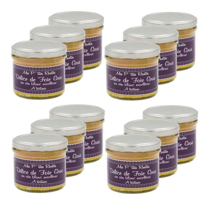 Lot 12x Délice de foie gras au vin blanc moelleux - France - Mes P'tites Recettes - pot 100g