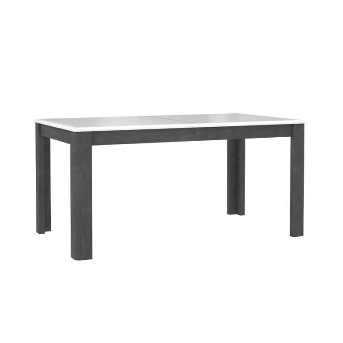 Table de repas extensible 160/206 cm bois blanc et gris - CALVI