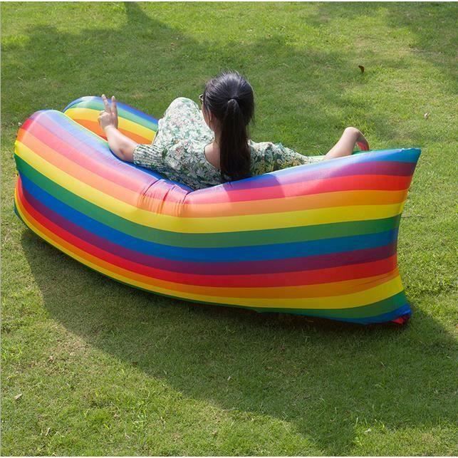 Air Lit, Irisé Canapé d'air Air Lit De Chaise d'air Air Sofa Canapé-Lit Oreiller IntéGré Hamac Gonflable Camping,Plage
