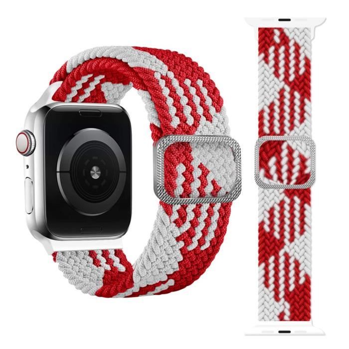Dulcii's Bracelet Remplacement Pour Apple Watch SE - 4-5-6 44mm 1-2-3 42mm - Rouge Et Blanc