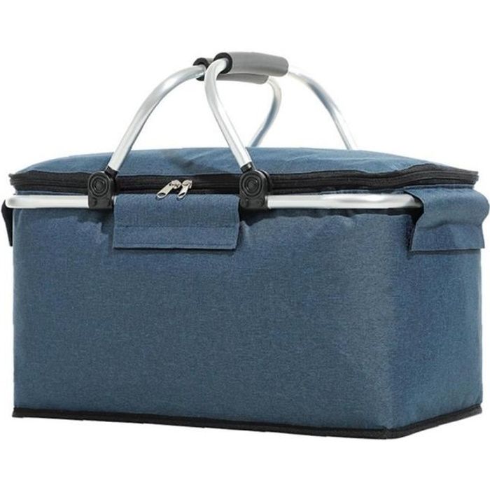 Pique-nique Glacière portable Isotherme Pliable Lunch Bag Grand Sac du panier bleu marine
