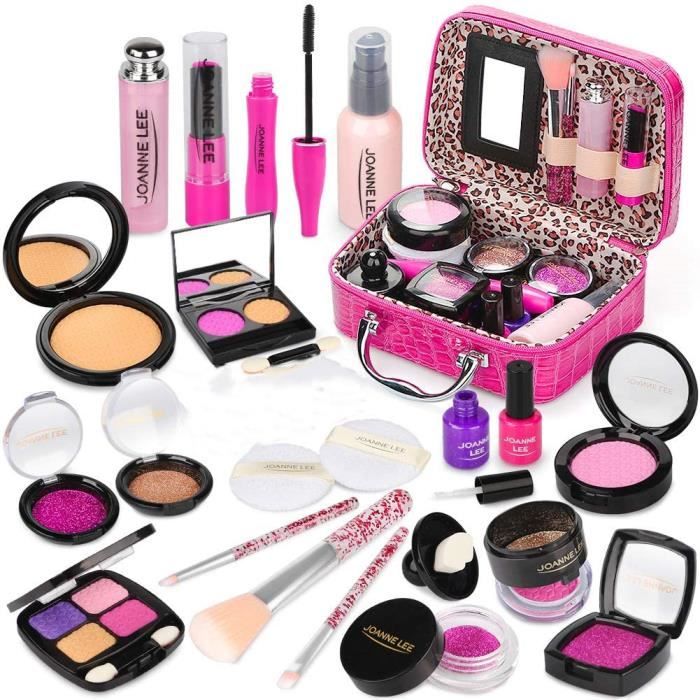 Prétend Maquillage Enfant Jouet Filles, 21PCS Malette Maquillage Jouet Ensemble De Maquillage Beauté Cadeau Fille 3 4 5 Ans