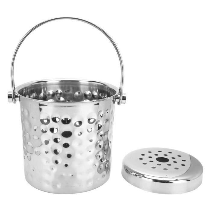 1L Seau à glace acier inoxydable 304 Argent-CHE