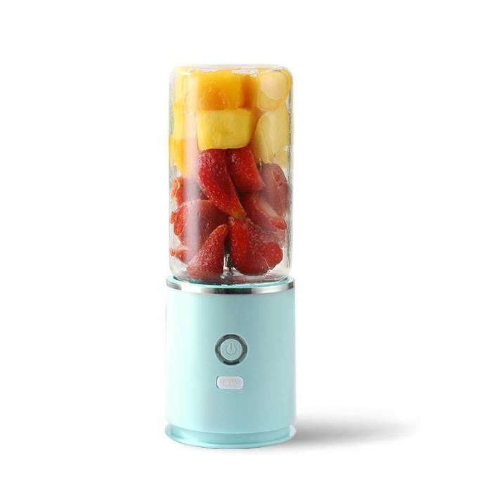 300 ml USB Charge Portable Blender Fruit, Smoothie, Electric Blender Juicer Mini Blender Send Original Cup Lid-bleu