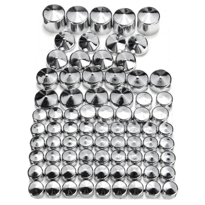 Protege Cadre,76 pièces moto vis Chrome noir boulon Toppers couvercle bouchons Kit pour harley davidson Dyna glisse - Type Silver