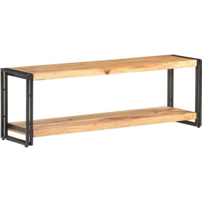 XIJ Meuble TV 120x30x40 cm Bois d'acacia massif aspect industriel