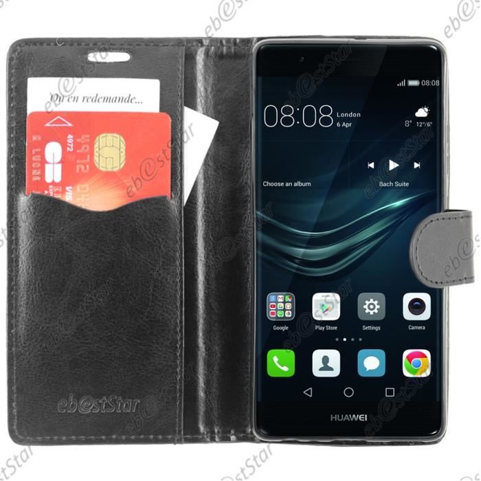 ebestStar ® Coque Portefeuille support Folio pour Huawei P9 Plus, Couleur Noir