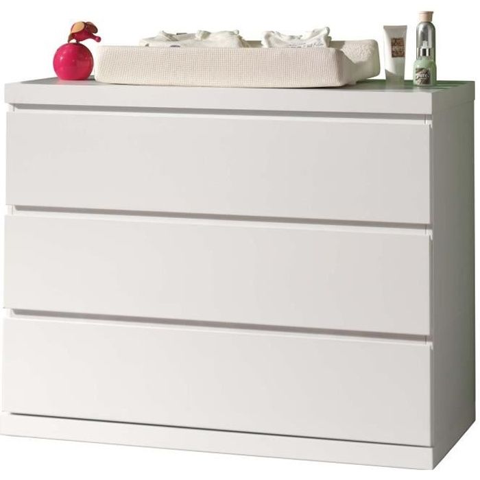 LARA Commode contemporain Laqué blanc - L 110 cm