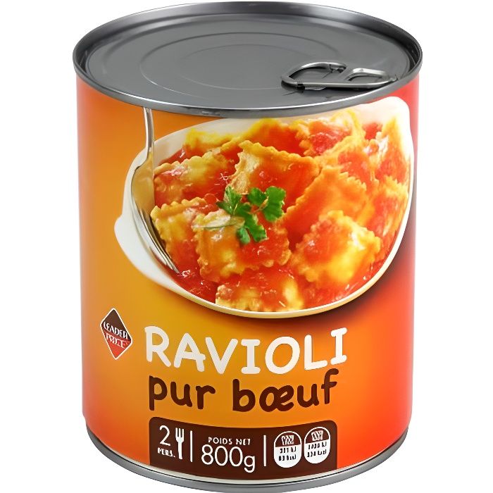 Ravioli pur bœuf Leader Price - 800g DLC 20/05/2024