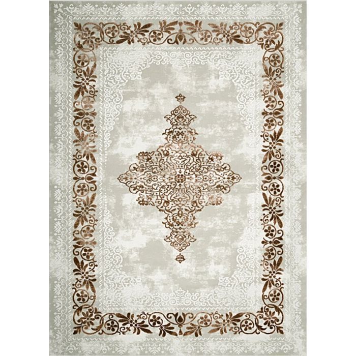 Tapis style Baroque BEIGE, Antidérapant et Lavable en machine, 80x150cm