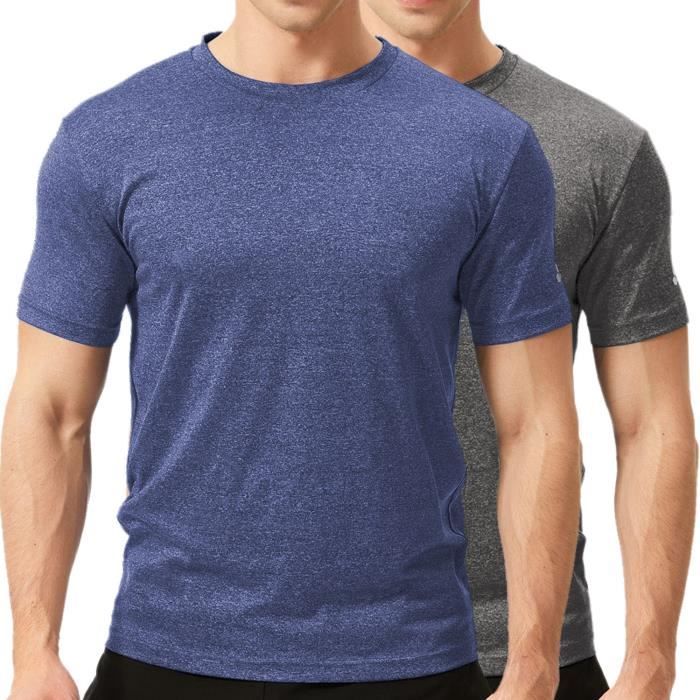 T-shirt Sport Anti-Transpirant Texfit (Lot de 2) - Maillot Respirant Manches Courtes Homme pour Entrainement, Running, Fitness, Gym