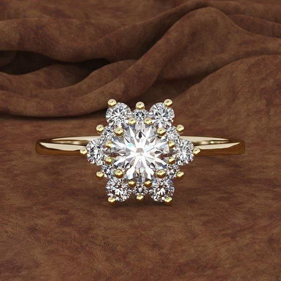 Flocon De Neige Aaa Anneaux De Diamant Pour La Fiançailles De Noël Femmes Bijoux