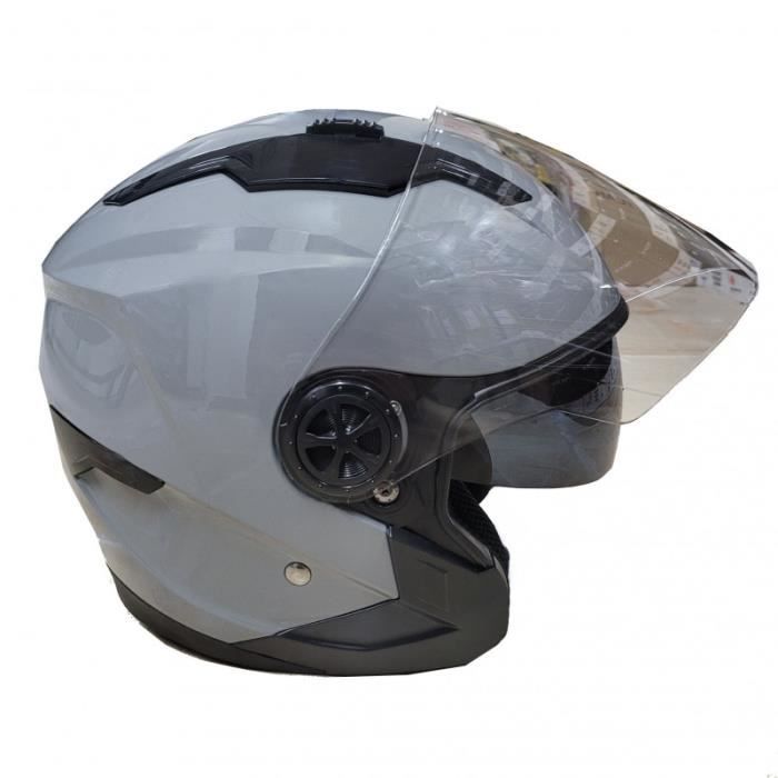 FURY CASQUE JET FAST GRIS NARDO AVEC VISIÈRE MIROIR BLEU