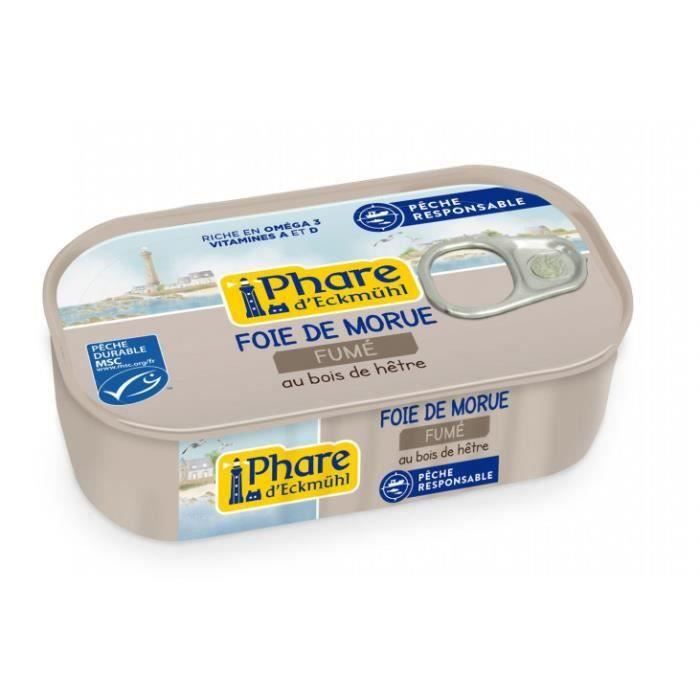 Foie de morue fumé au bois de hêtre 121gr msc (non bio)
