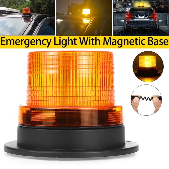 TEMPSA Gyrophare LED Lampe Avertissement Urgence Flash Jaune