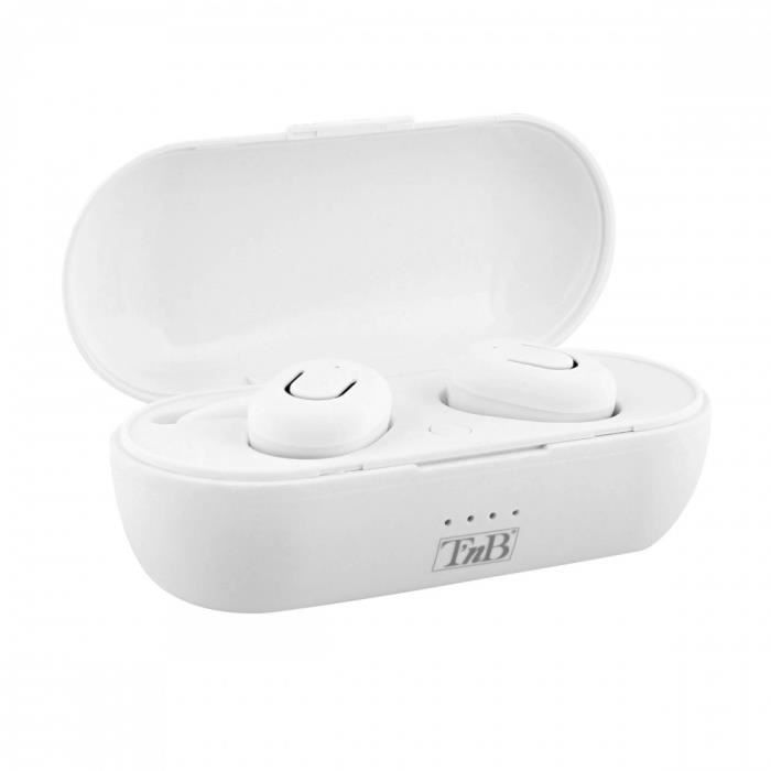 TNB DUDE - Ecouteurs TRUE WIRELESS Bluetooth 5.0 avec boîtier de charge - blanc