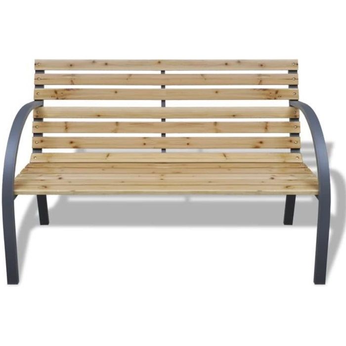 Banc de Jardin 2-3 Places Style Contemporain Banquette de Jardin Extérieure en Bois et fer Extérieur 120x62x82 cm -ABI NOUVEAU