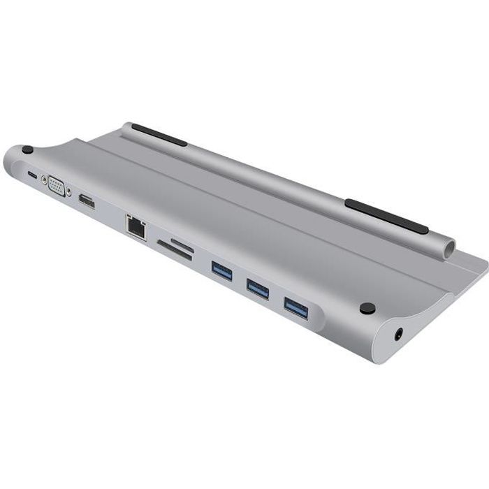 WE STATION D'ACCUEIL HUB USB-C WE 10 PORTS HDMI 4K/60HZ, RJ45 1000Mpbs, VGA 3 X USB3.0, USB-C charge 100W lec micro SD/SD, Jack 3.5