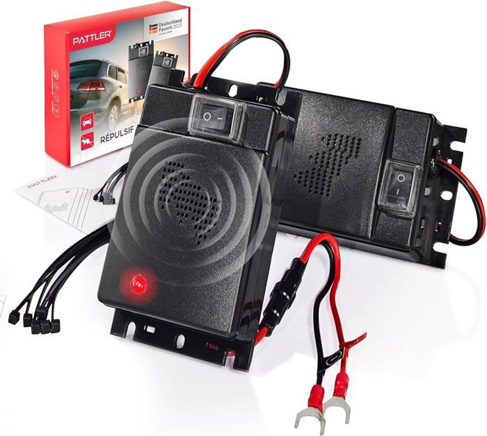 Répulsif Anti-fouines Ultrasonique Techextra – Protection Voiture, Maison, Jardin – 3 Modes, étanche IP65, 12V/USB