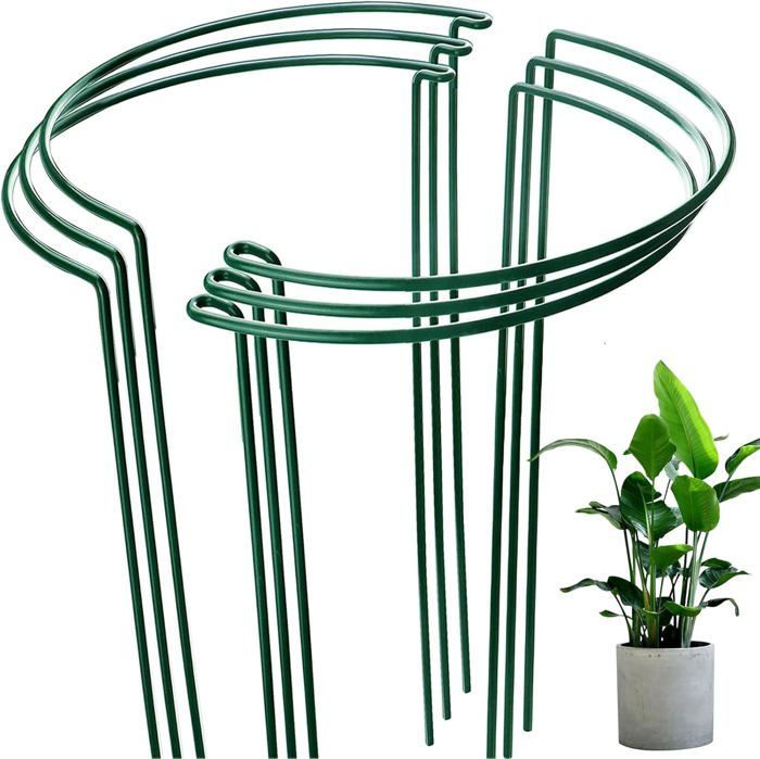 Piquets De Support Demi-rond Pour Plantes - Lot De 4 En Acier Vert, Pour Tomates, Concombres, Fleurs Grimpantes