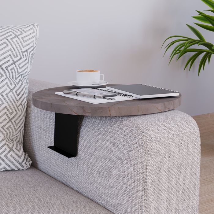 Plateau daccoudoir de canapé Kuleskyd Ø 34 cm effet marbre gris