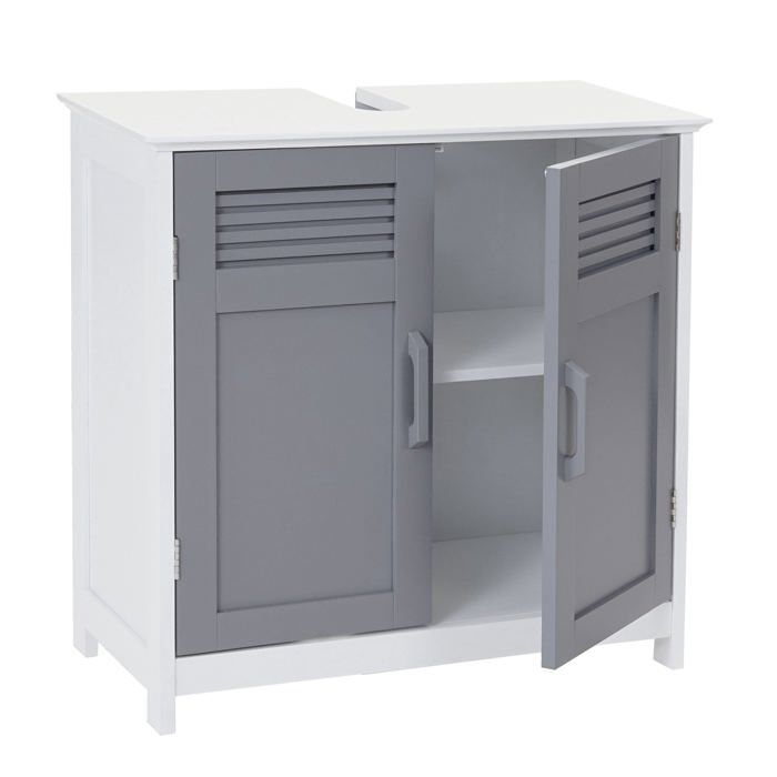 Meuble sous lavabo meuble de salle de bain sous evier 60 x 60 x 30 cm MDF gris 04_0007842 Meuble sous lavabo meuble de salle de bain sous evier 60 x 60 x 30 cm MDF gris 04_0007842