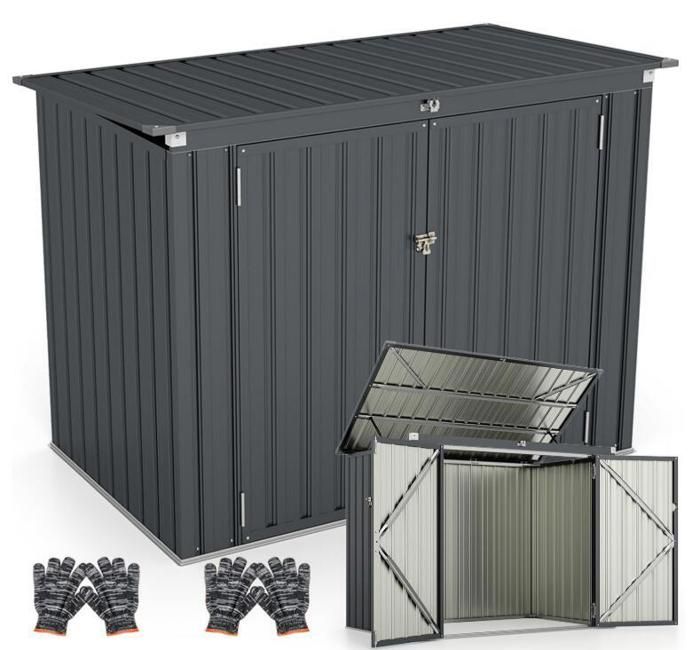 RELAX4LIFE Abri De Jardin En Acier Galvanisé 150x88x185cm - Cabane De Rangement Robuste Avec Porte