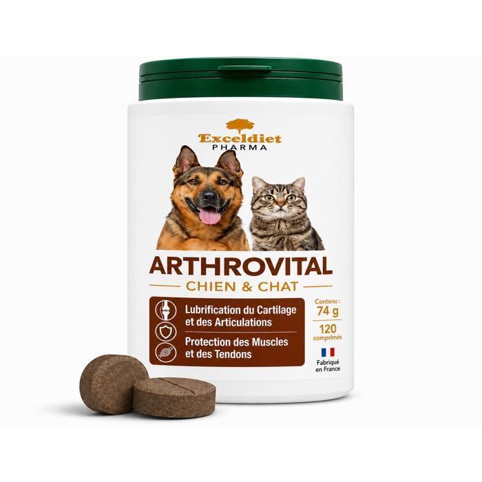 Arthrovital  120 Comprimés  Articulation Chien et Chat  &  Anti Arthrose - Mobilité Articulaire - Toutes Races - Tout Ages