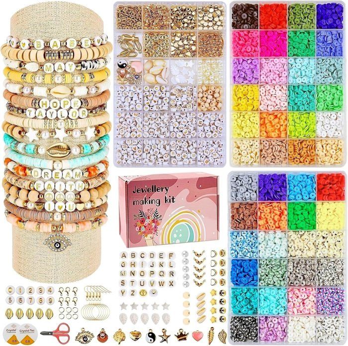 Naler Kit Perles Pour Bracelet Avec Lettres Perles, DIY