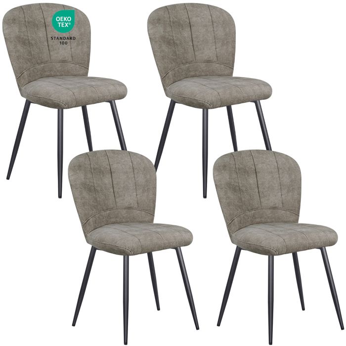 Chaises de Salle à Manger - WAFTING - Design Coquille - Revêtement Chenille - Pieds Métal - Lot de 4